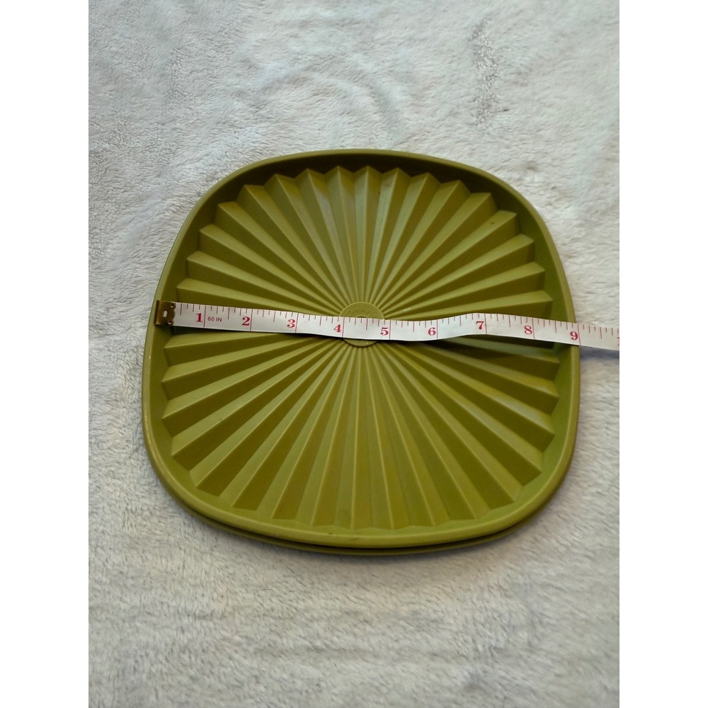 Vintage Tupperware Avocado Green Sunburst Lid 859-4 Square Round Replacement